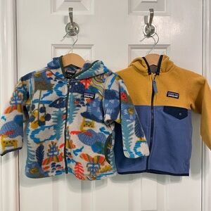 BUNDLE Patagonia Baby Fleece Jackets- Multicolor and Yellow/Blue